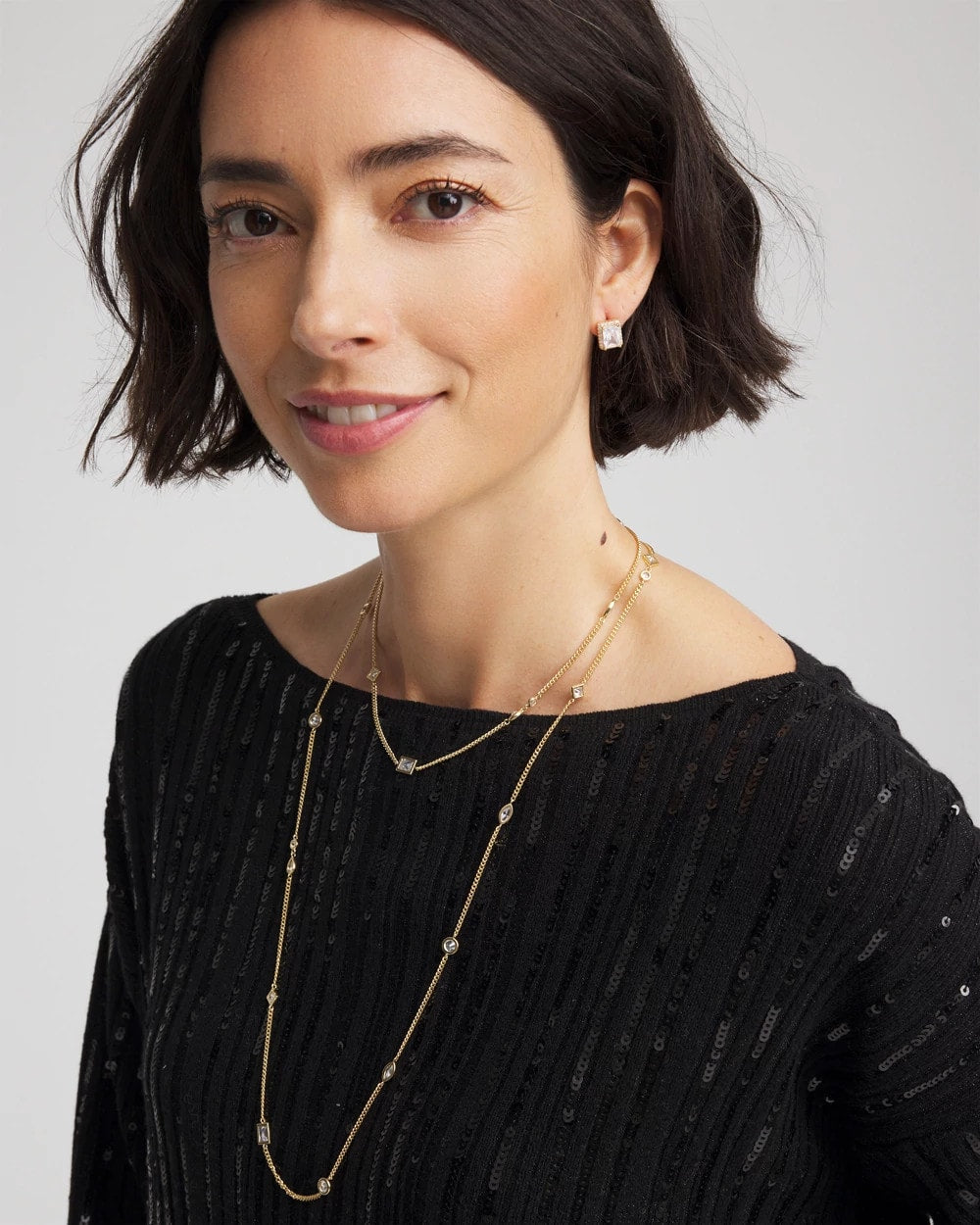 Chico's Jewelry Fine Crystal Long Chain Necklace