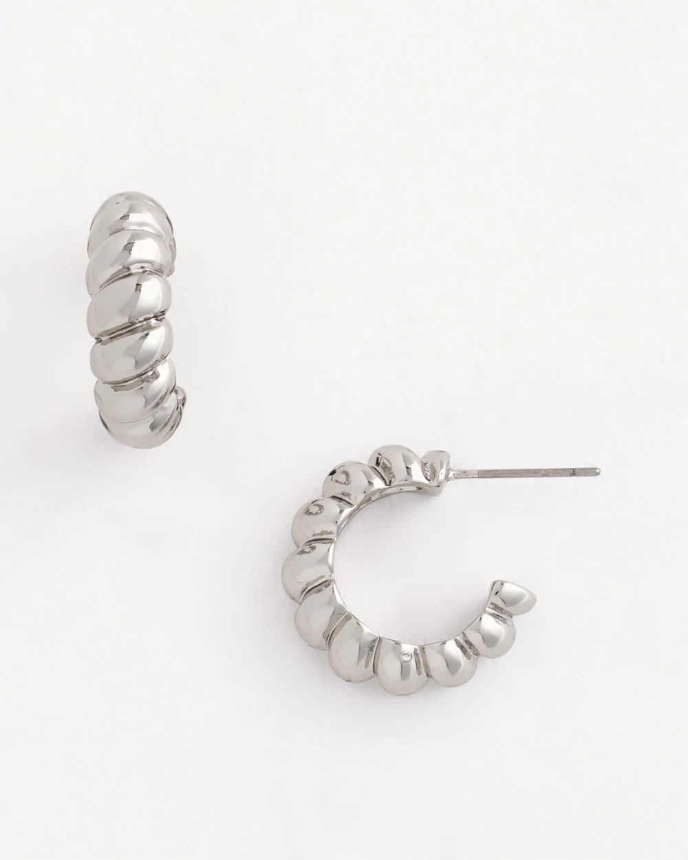 Chico's Jewelry No Droop® Silvertone Twisted Hoop Earrings