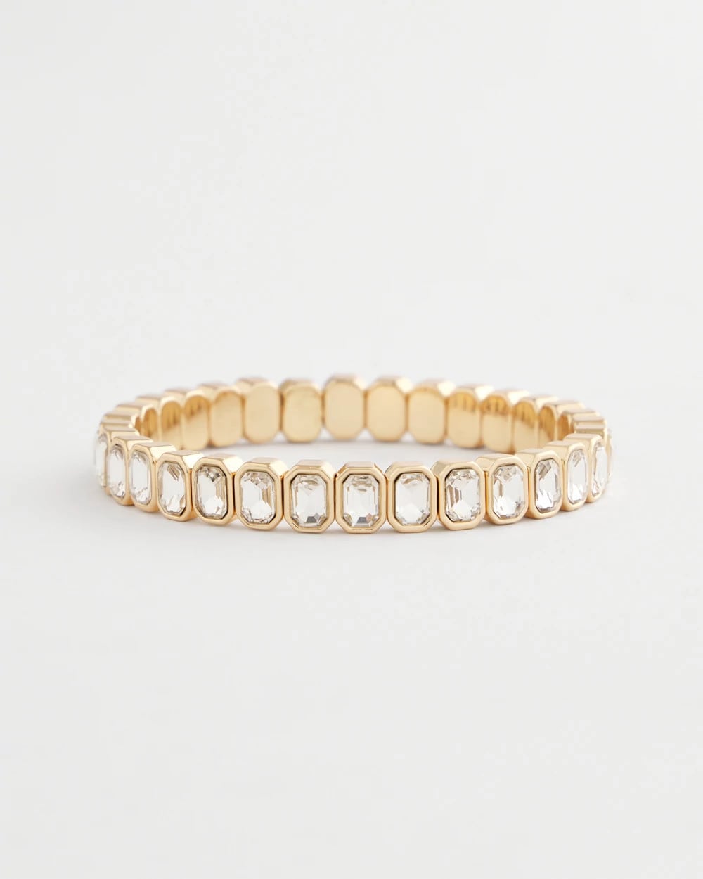 Chico's Jewelry Gold Bezel Set Stretch Tennis Bracelet