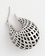 Chico's Jewelry Silver Lattice Puff Hoop Earrings