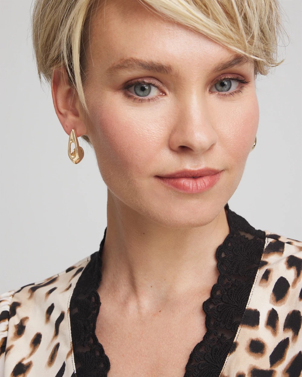 Chico's Jewelry Gold Puff Hoop Earrings