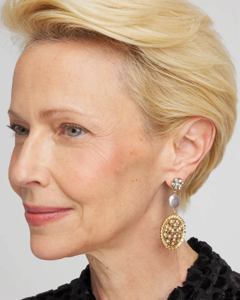 Chico's Jewelry Gold Medallion Drop Earrings