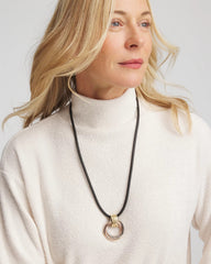 Chico's Jewelry Adjustable Tri-Tone Pendant Necklace