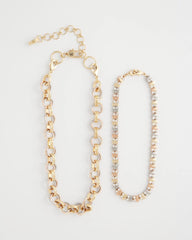 Chico's Jewelry Convertible Tri-Tone Short Necklace