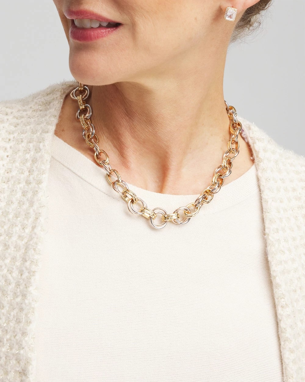 Chico's Jewelry Convertible Tri-Tone Short Necklace
