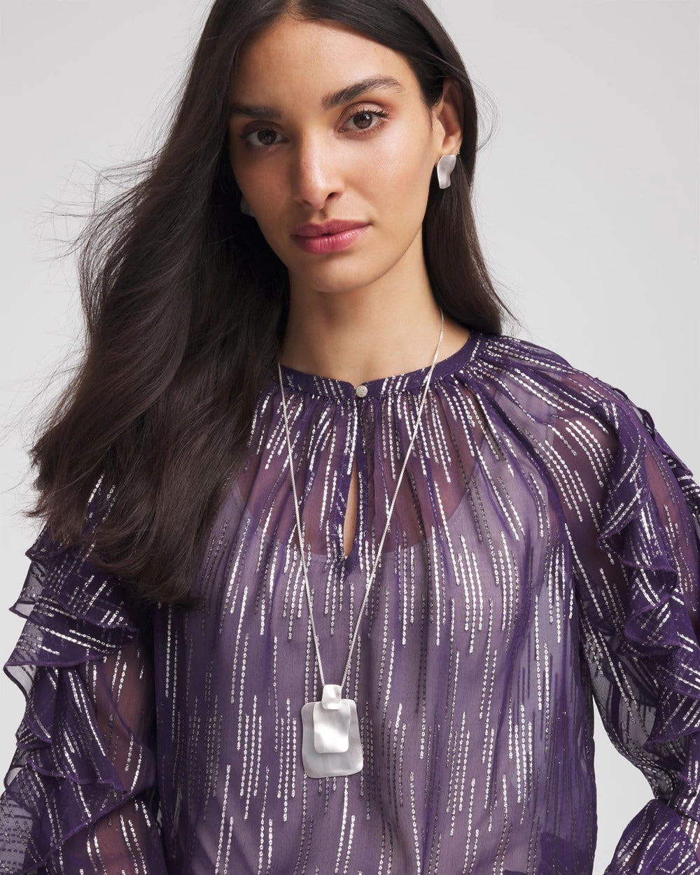 Chico's Jewelry Adjustable Square Pendant Necklace