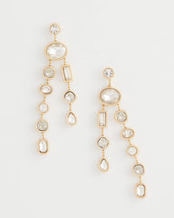 Chico's Jewelry Bezel Set Linear Goldtone Earrings