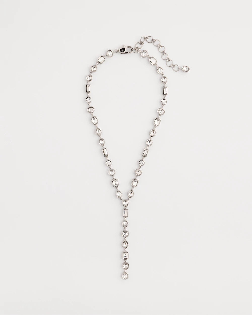 Chico's Jewelry Bezel Set Silvertone Y-Necklace