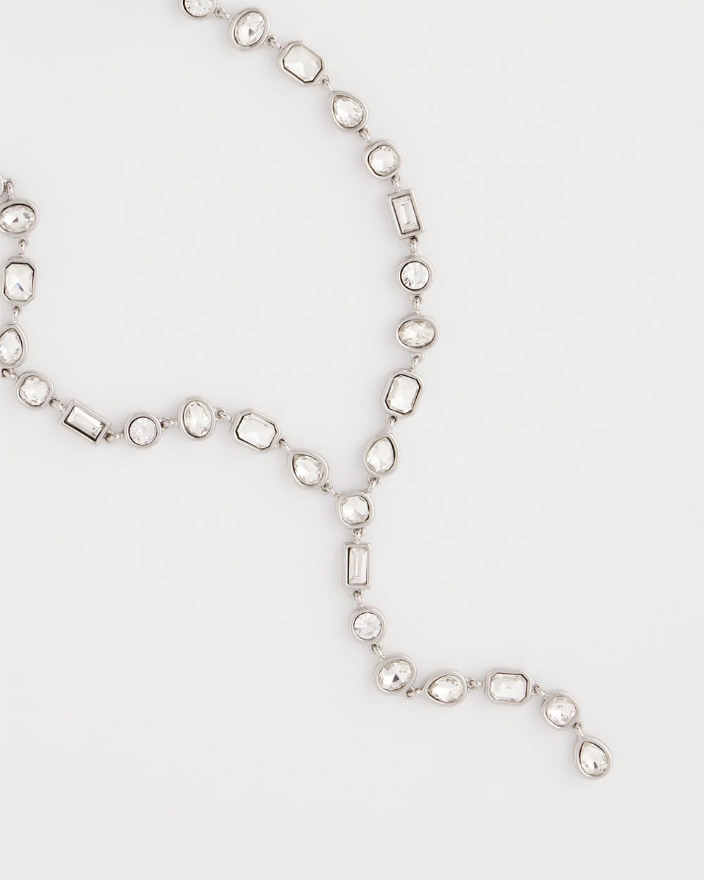 Chico's Jewelry Bezel Set Silvertone Y-Necklace