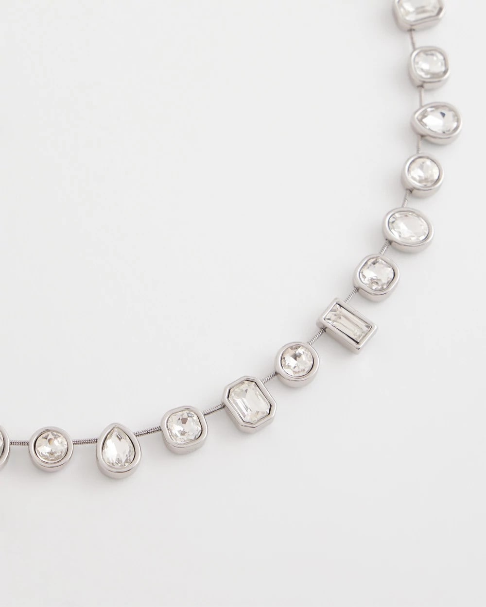 Chico's Jewelry Bezel Set Short Silvertone Necklace