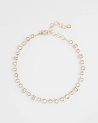 Chico's Jewelry Bezel Set Short Goldtone Necklace