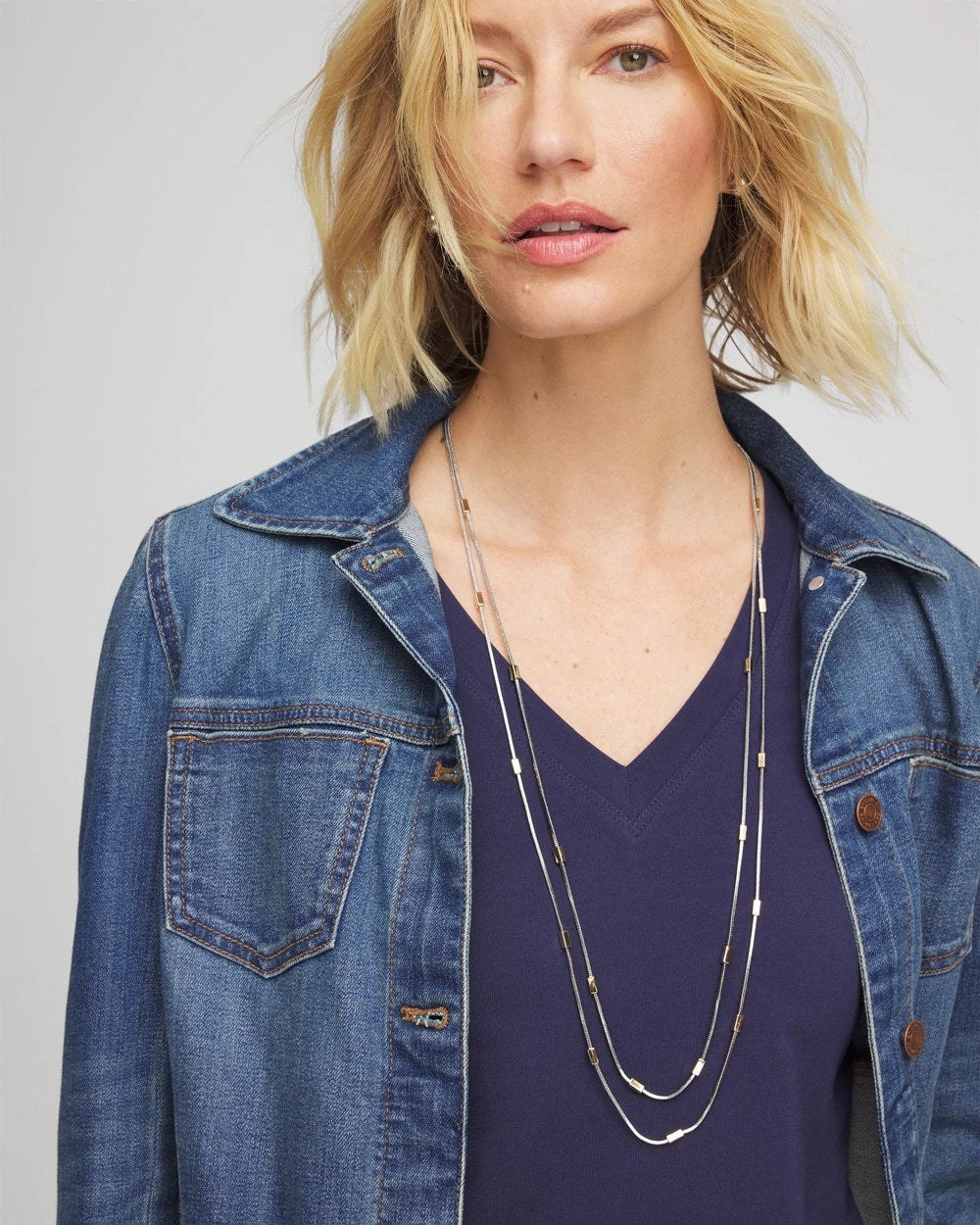 Chico's Jewelry Mixed Metal Double Strand Necklace