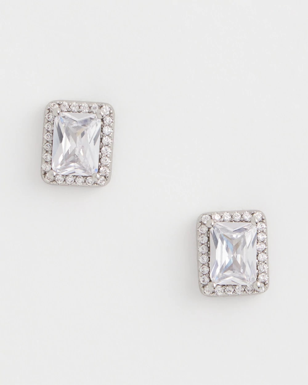 Chico's Jewelry Silver Emerald Cut Stud Earrings