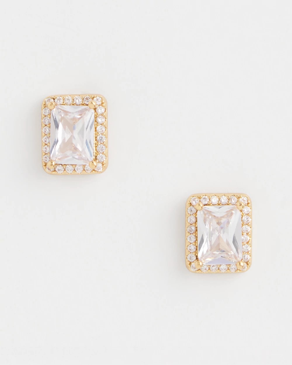 Chico's Jewelry Gold Emerald Cut Stud Earrings