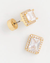 Chico's Jewelry Gold Emerald Cut Stud Earrings