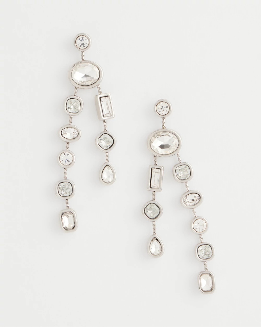 Chico's Jewelry Bezel Set Linear Silvertone Earrings