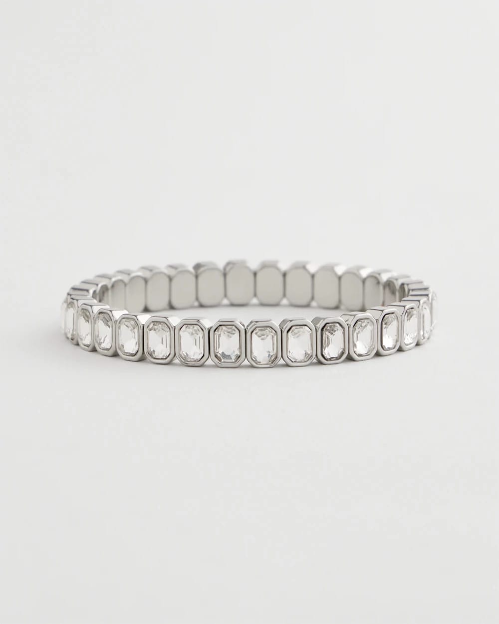 Chico's Jewelry Silver Bezel Set Stretch Tennis Bracelet