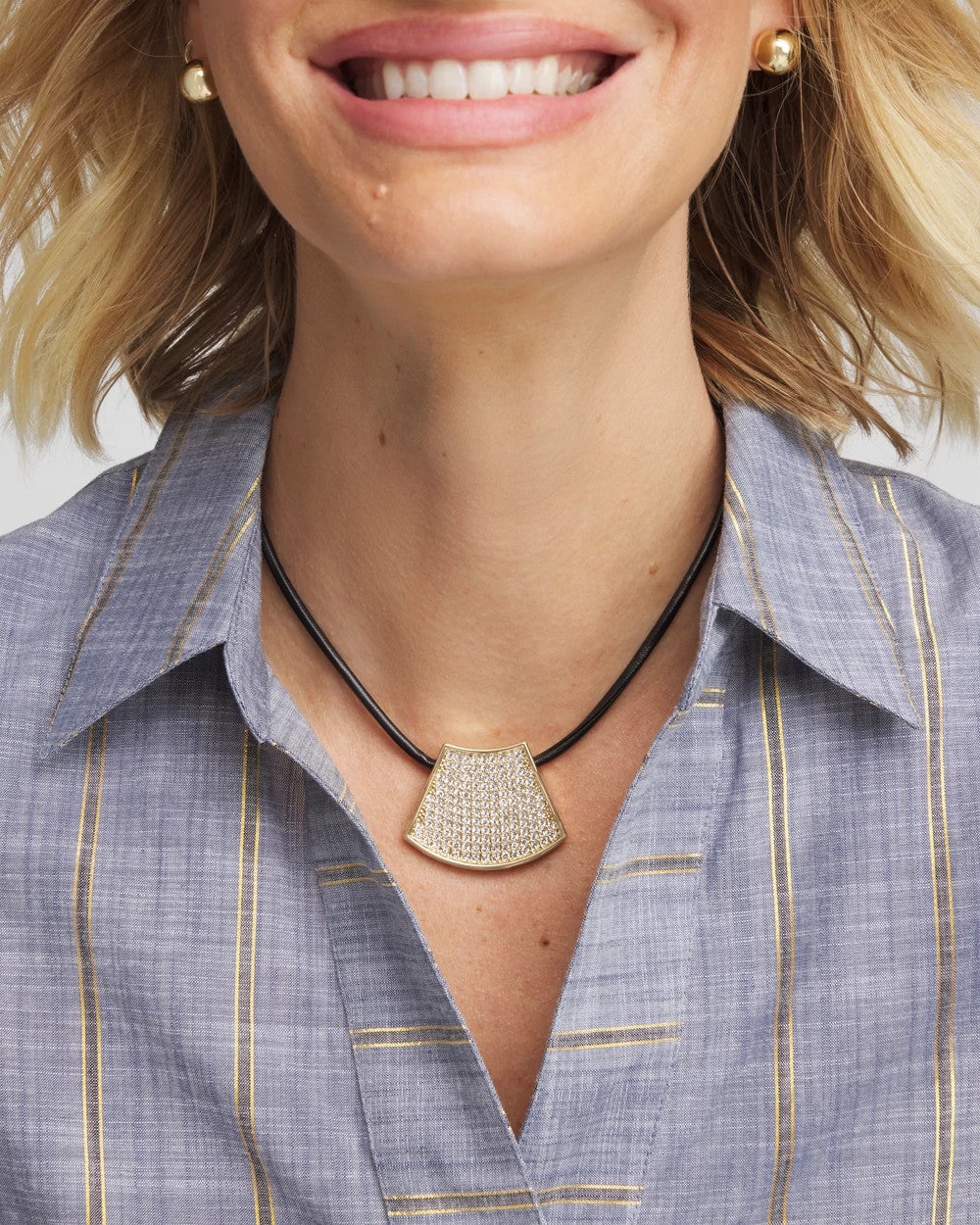 Chico's Jewelry Gold Glitz Pendant Necklace