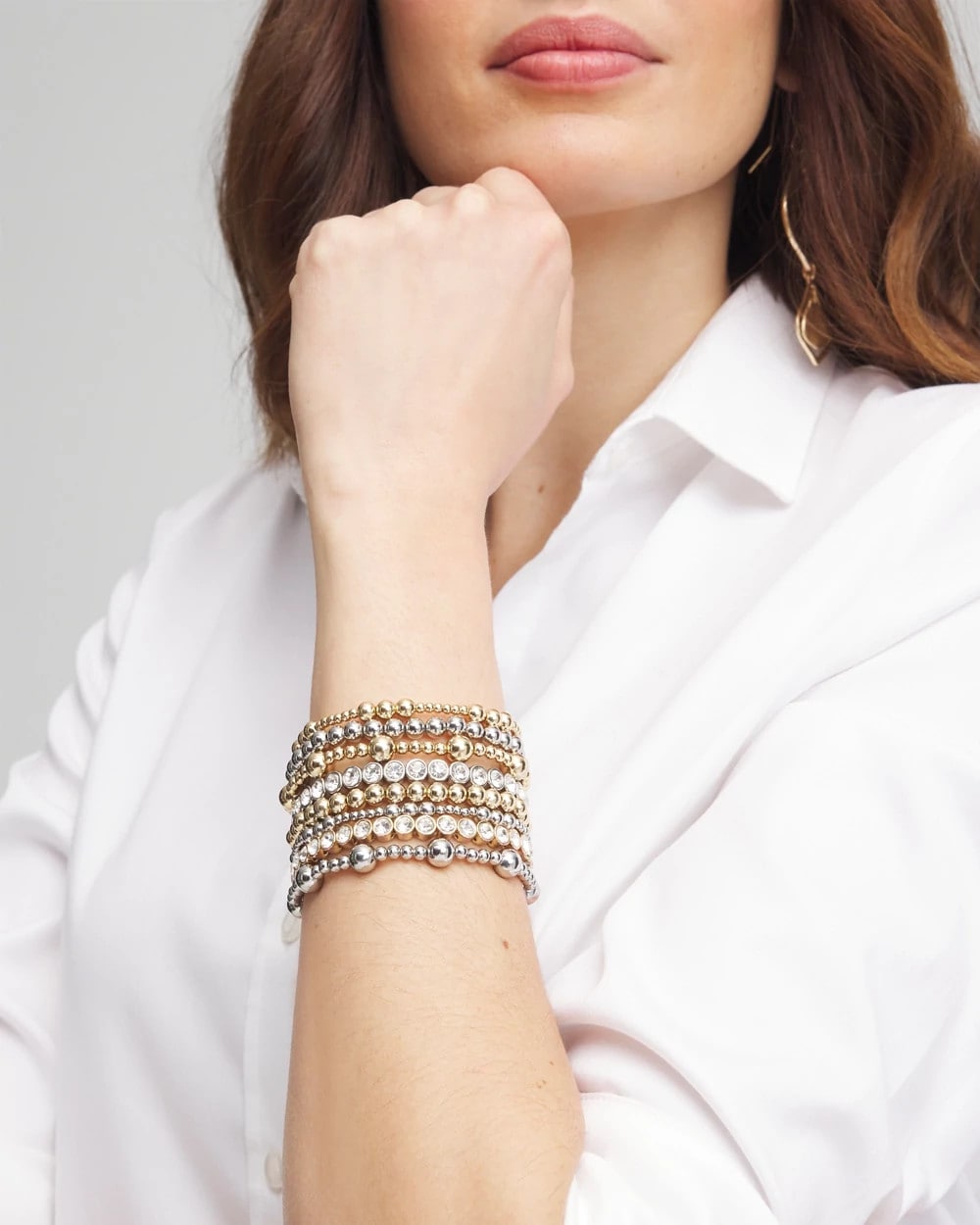 Chico's Jewelry Gold-tone Medium Bead Stretch Bracelet