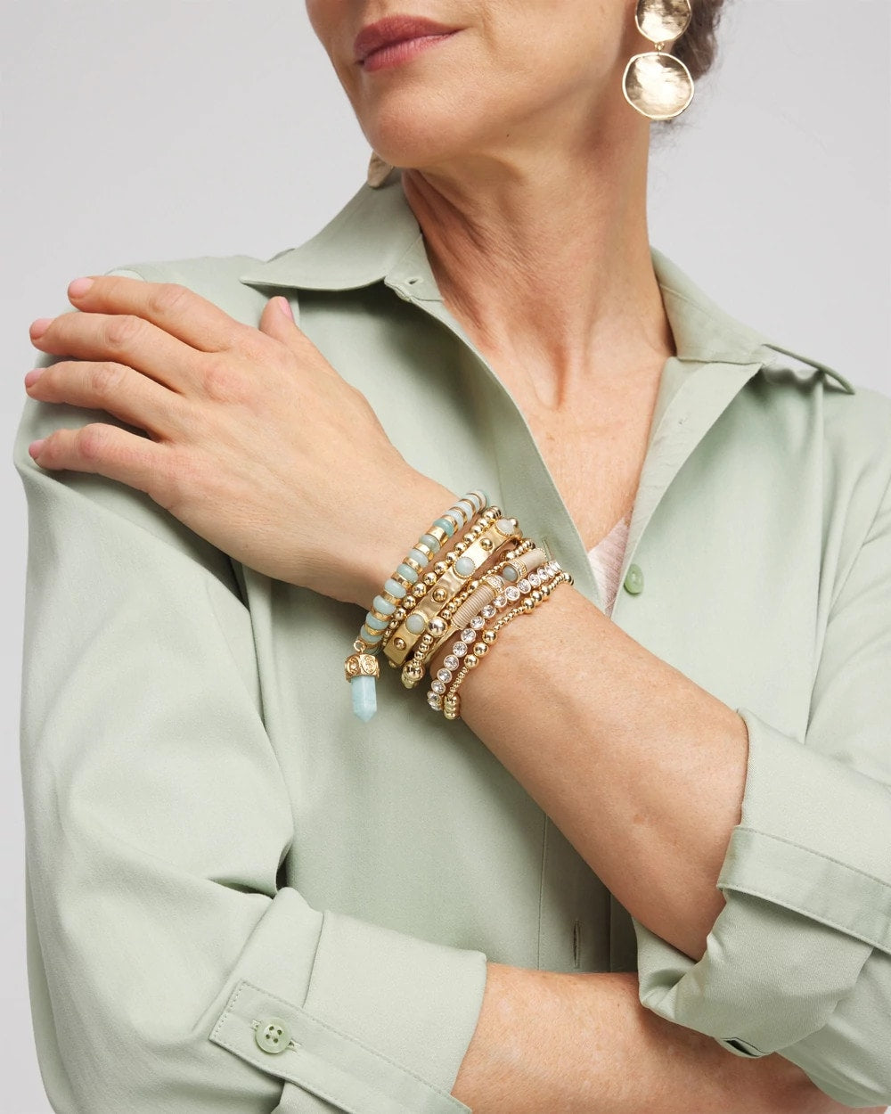 Chico's Jewelry Gold-tone Small Bead Stretch Bracelet