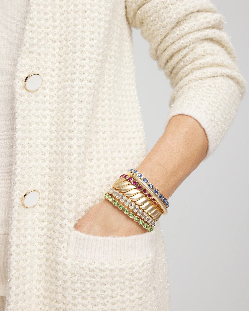 Chico's Jewelry Small Faceted Stretch Bracelet