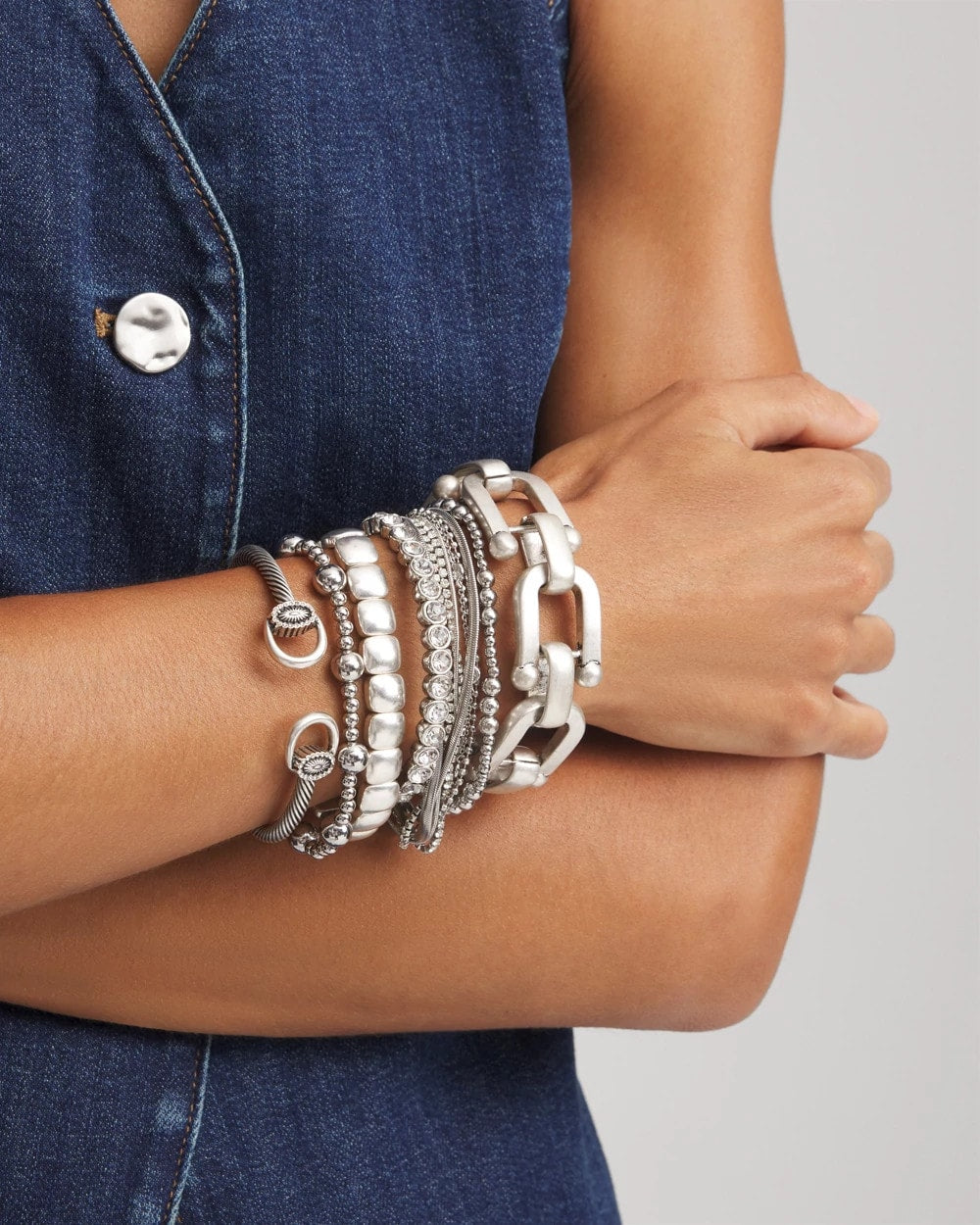 Chico's Jewelry Silvertone Stretch Bracelet