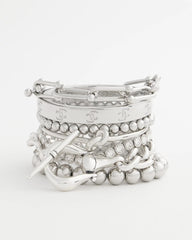 Chico's Jewelry Small Beaded Silver Tone Stretch Bracelet