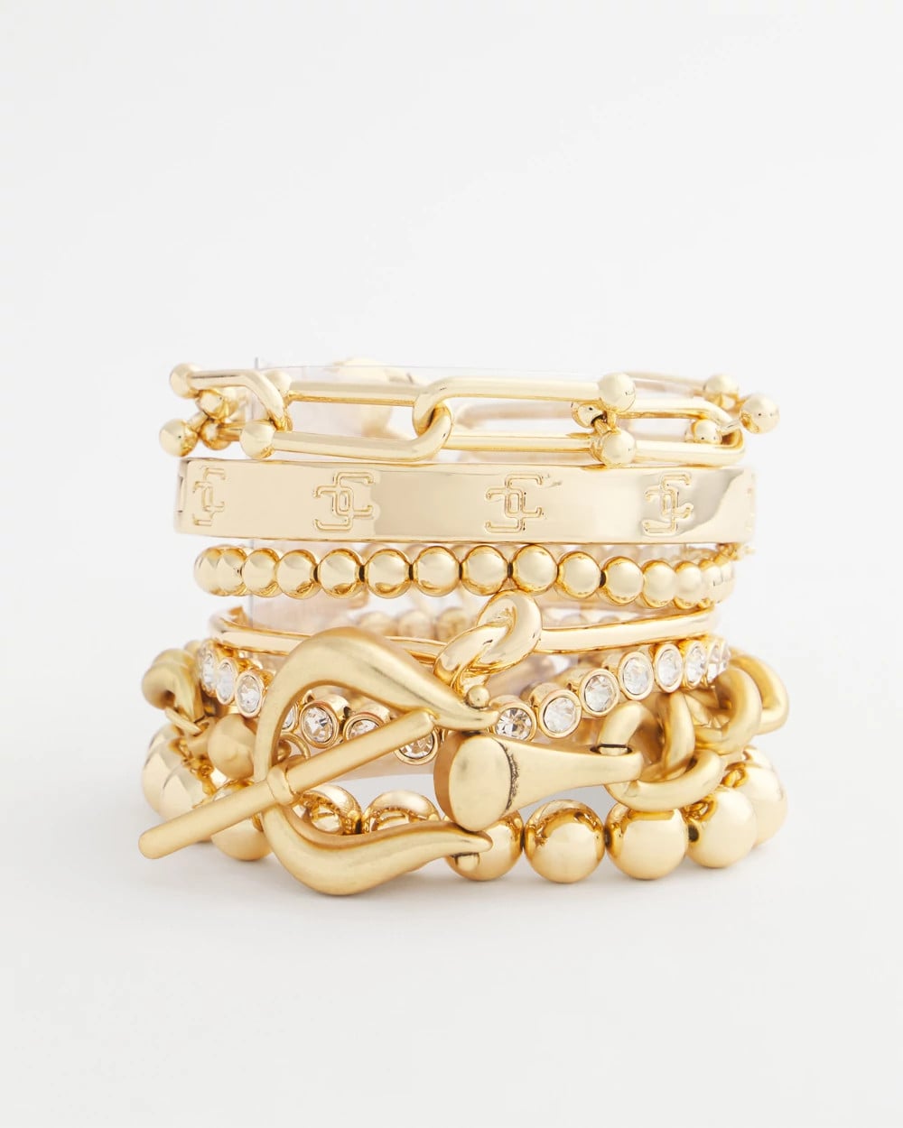Chico's Jewelry Small Beaded Gold Tone Stretch Bracelet