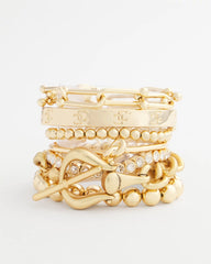 Chico's Jewelry Small Beaded Gold Tone Stretch Bracelet