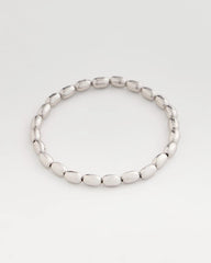 Chico's Jewelry Silvertone Oval Beaded Stretch Bracelet