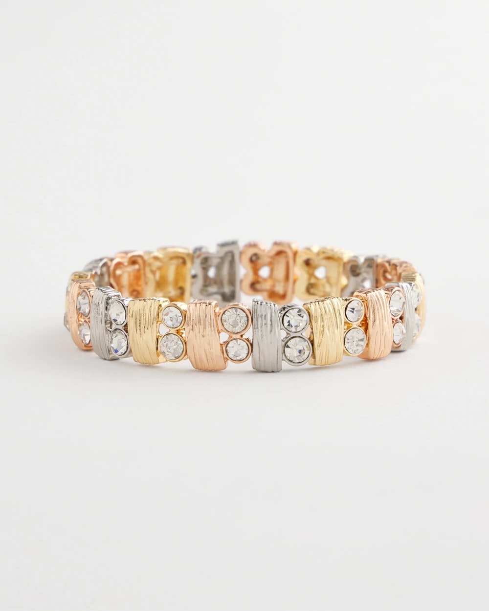 Chico's Jewelry Tri-Tone Rectangle Stretch Bracelet