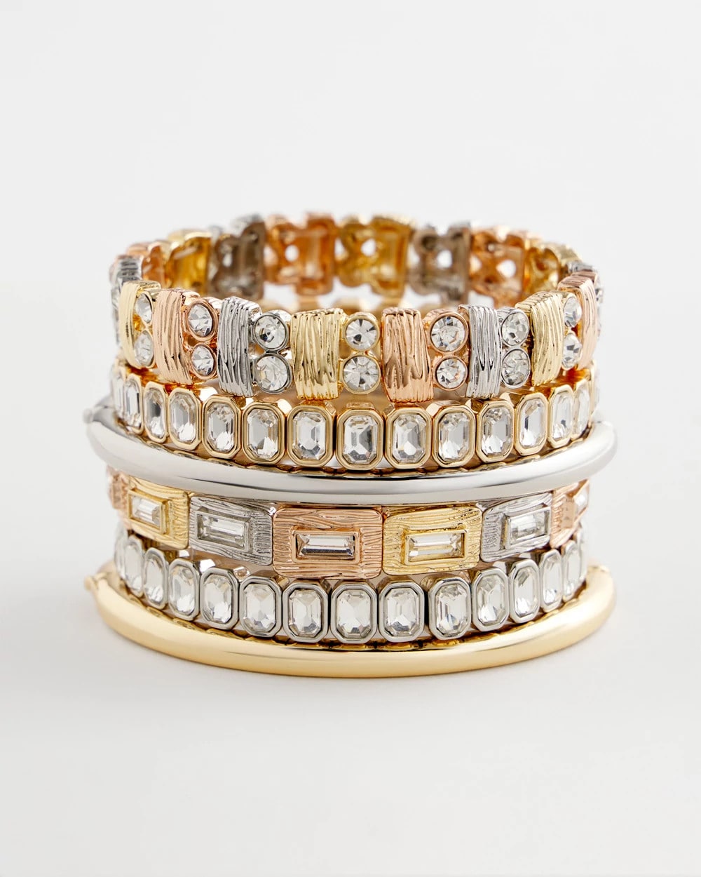 Chico's Jewelry Tri-Tone Rectangle Stretch Bracelet
