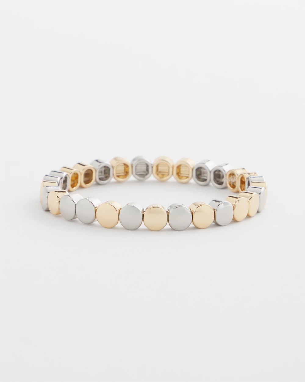 Chico's Jewelry Silver & Gold Tone Round Stretch Bracelet