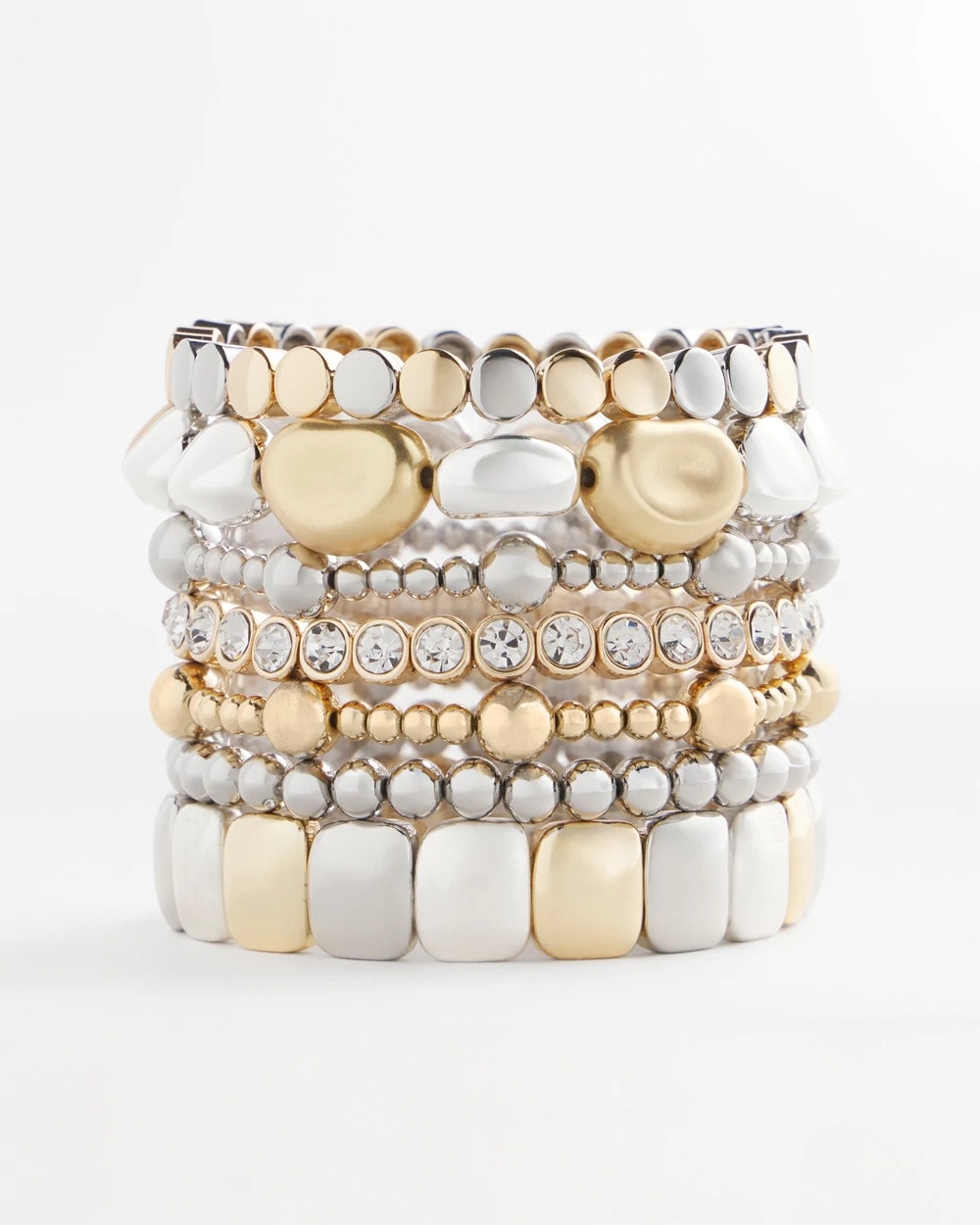 Chico's Jewelry Silver & Gold Tone Round Stretch Bracelet