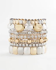 Chico's Jewelry Silver & Gold Tone Round Stretch Bracelet