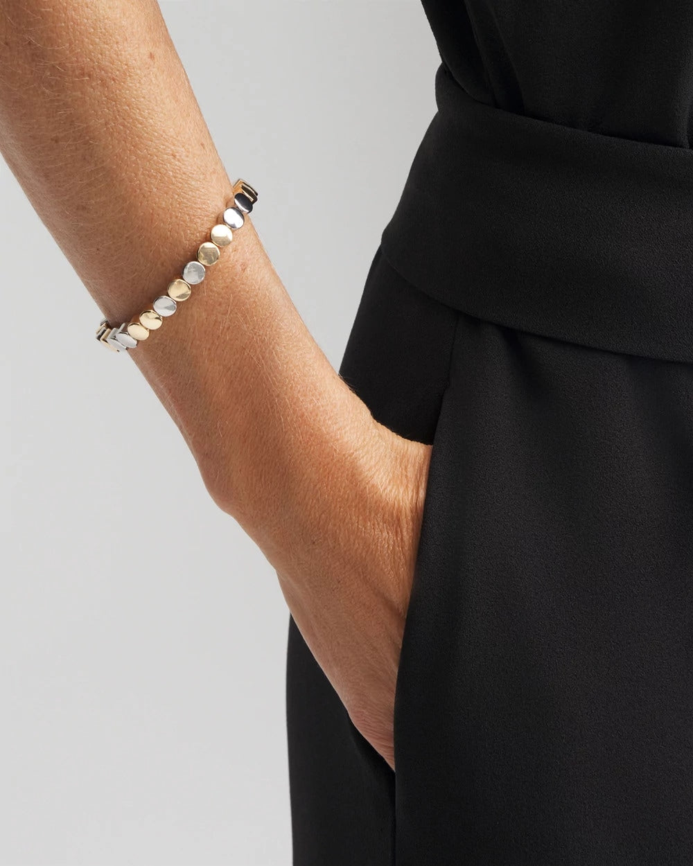 Chico's Jewelry Silver & Gold Tone Round Stretch Bracelet