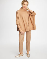 Chico's Accessories Cowlneck Knit Fringe Poncho