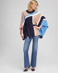 Chico's Accessories Belted Colorblock Poncho