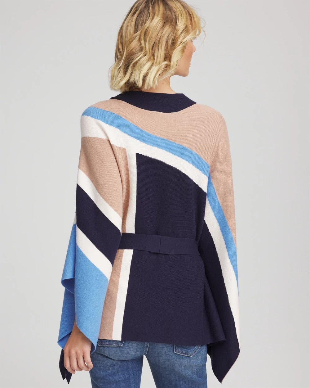 Chico's Accessories Belted Colorblock Poncho