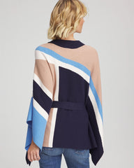 Chico's Accessories Belted Colorblock Poncho