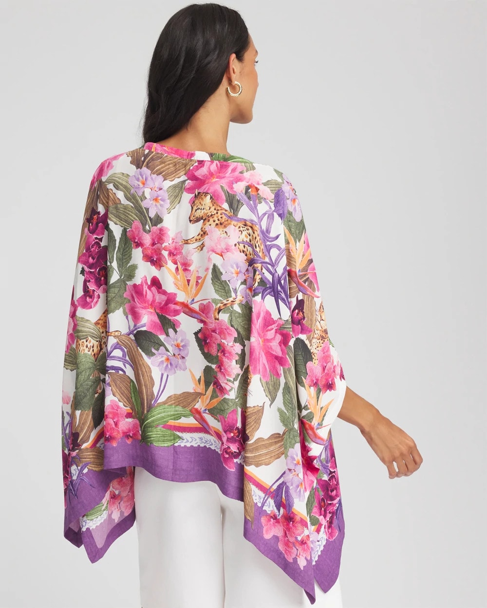 Chico's Accessories Floral-Print Poncho