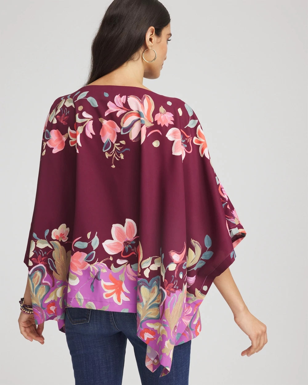 Chico's Accessories Printed Boatneck Pullover Poncho