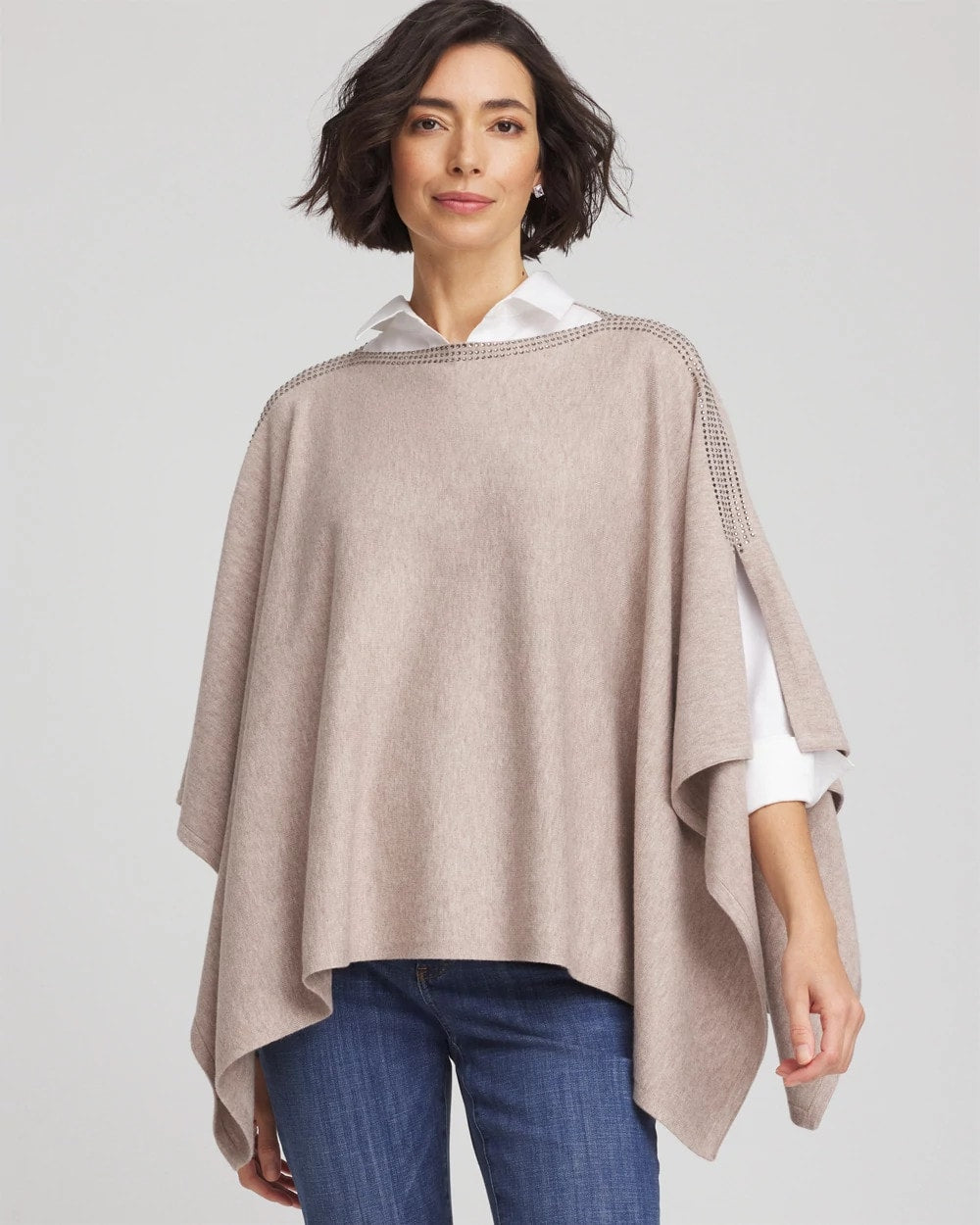 Chico's Accessories Rhinestone Embellished Poncho