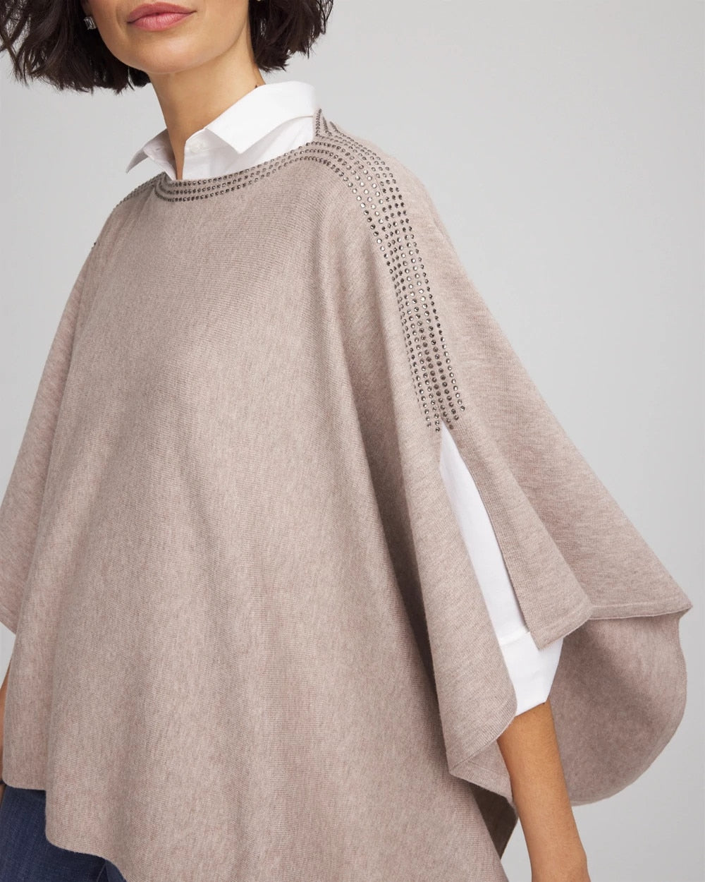 Chico's Accessories Rhinestone Embellished Poncho