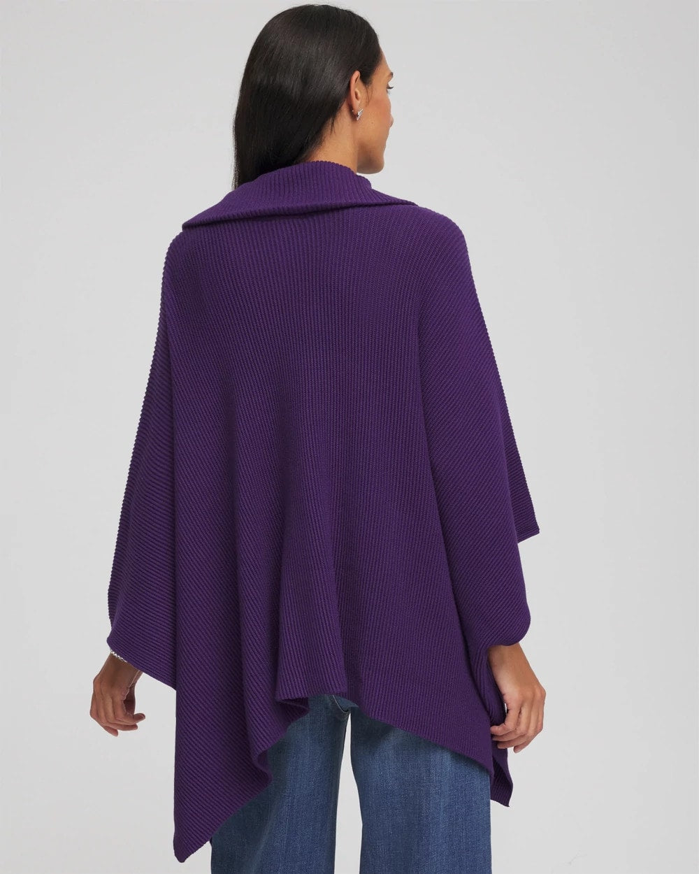 Chico's Accessories Rhinestone Zip-Collar Sweater Poncho