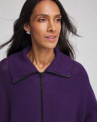 Chico's Accessories Rhinestone Zip-Collar Sweater Poncho