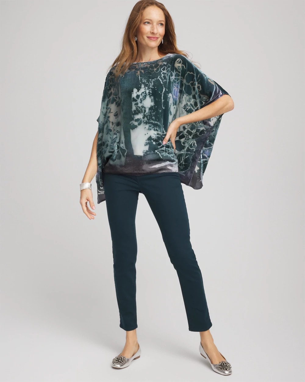 Chico's Accessories Velvet Burnout Passion Poncho