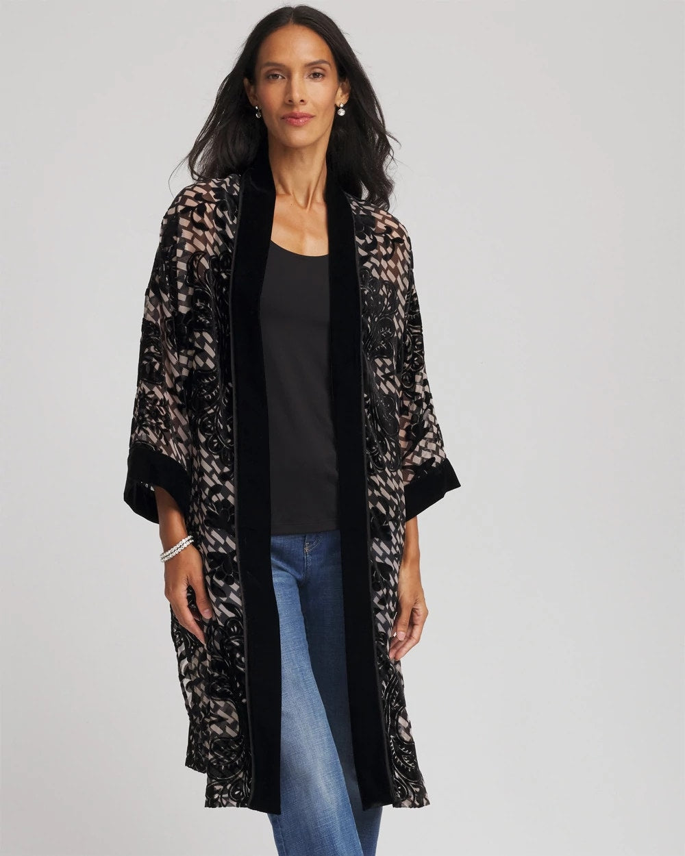Chico's Accessories Art Deco Burnout Kimono