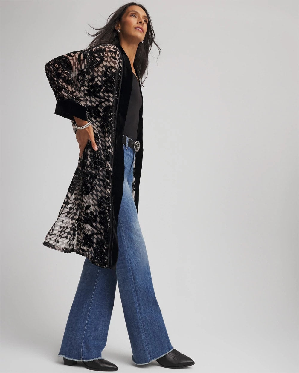 Chico's Accessories Art Deco Burnout Kimono
