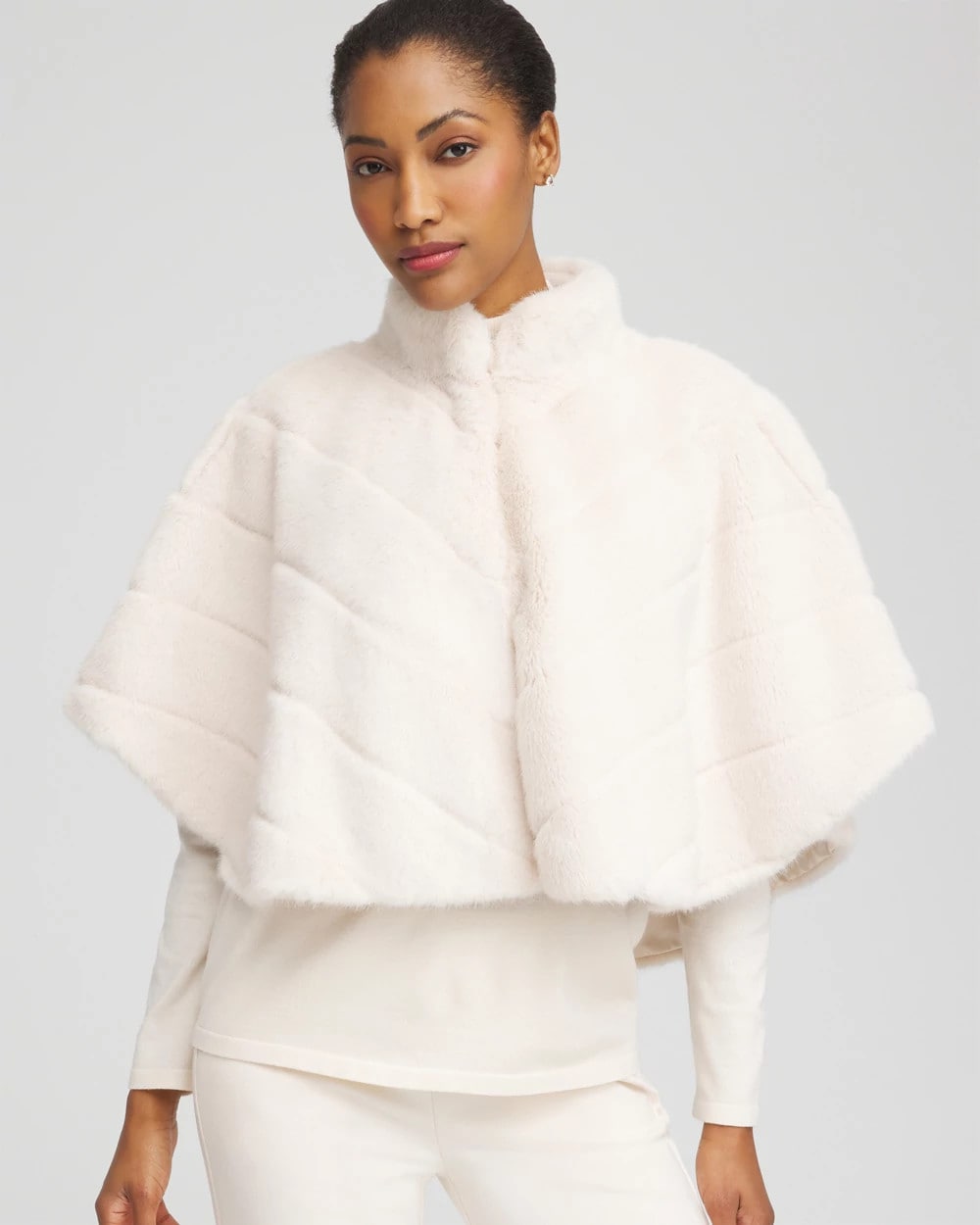 Chico's Accessories Faux Fur Funnelneck Capelet